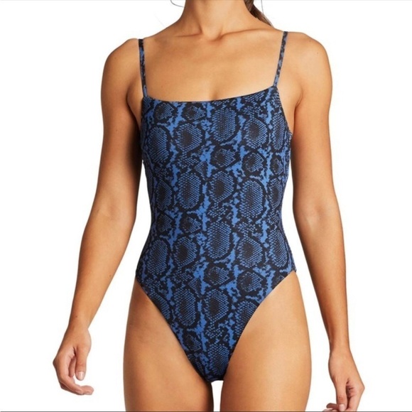 Vitamin A Blue and Black Snake Print One Piece Swimsuit Size Small - Picture 1 of 13
